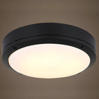 Plafonnier LED rond industriel en métal noir