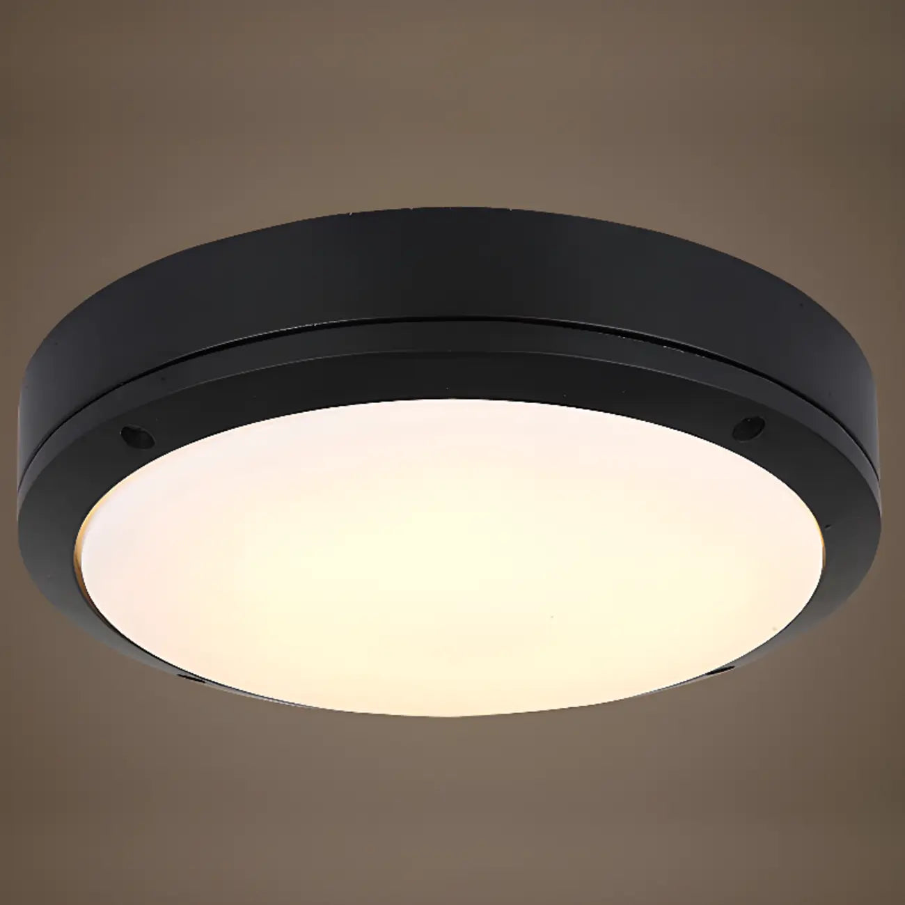 Plafonnier LED rond industriel en métal noir