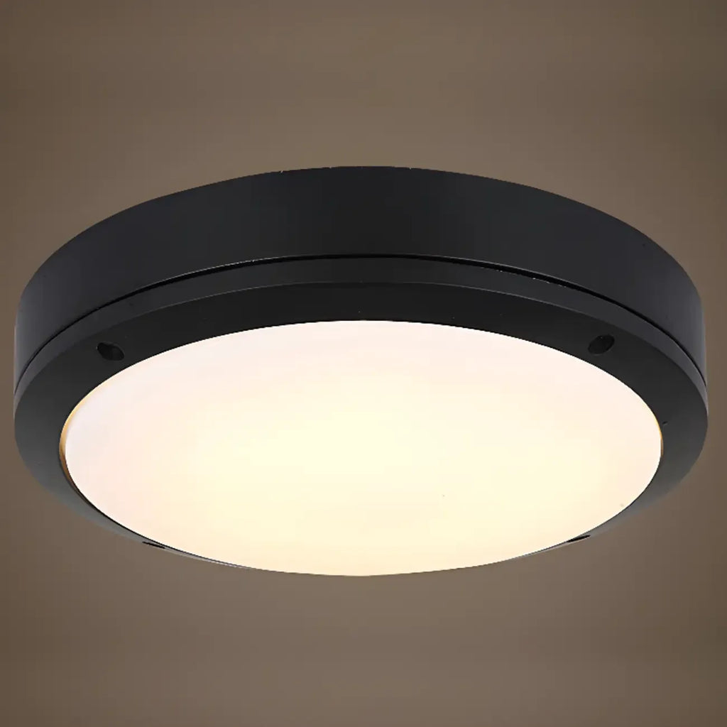 Plafonnier LED rond industriel en métal noir