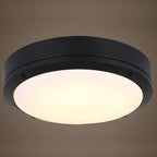 Plafonnier LED rond industriel en métal noir