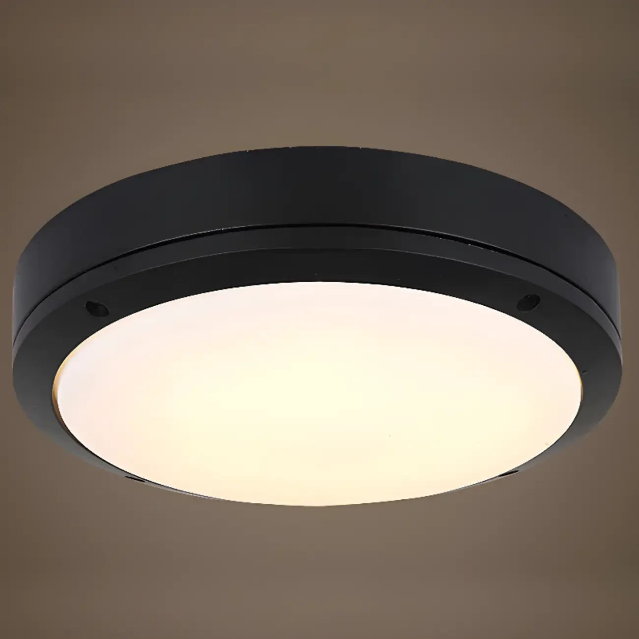 Plafonnier LED rond industriel en métal noir