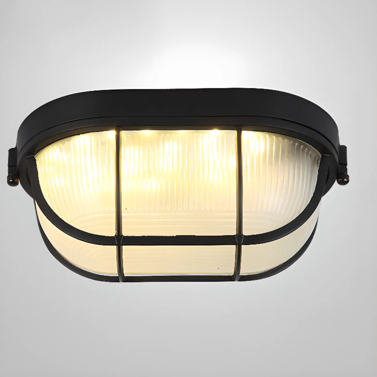 Plafonnier LED rond industriel en métal noir