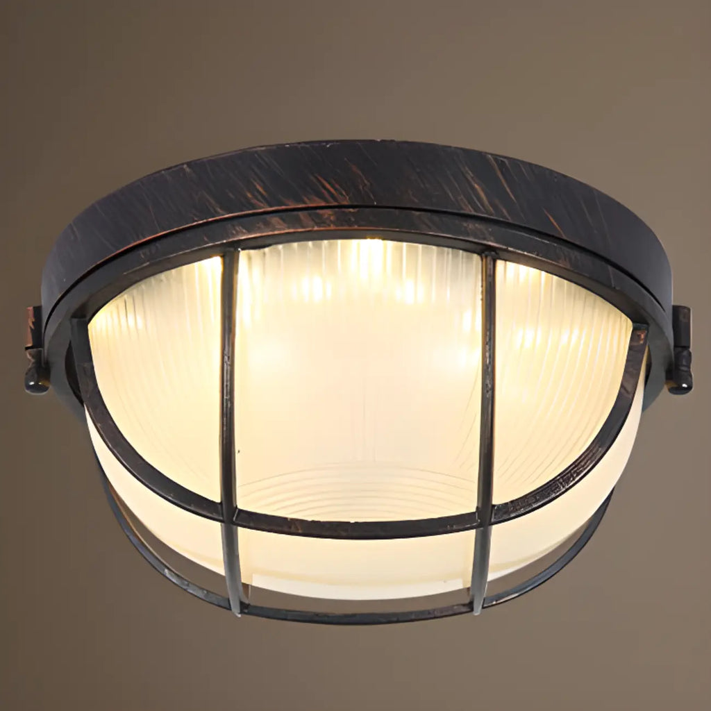 Plafonnier LED rond industriel en métal noir