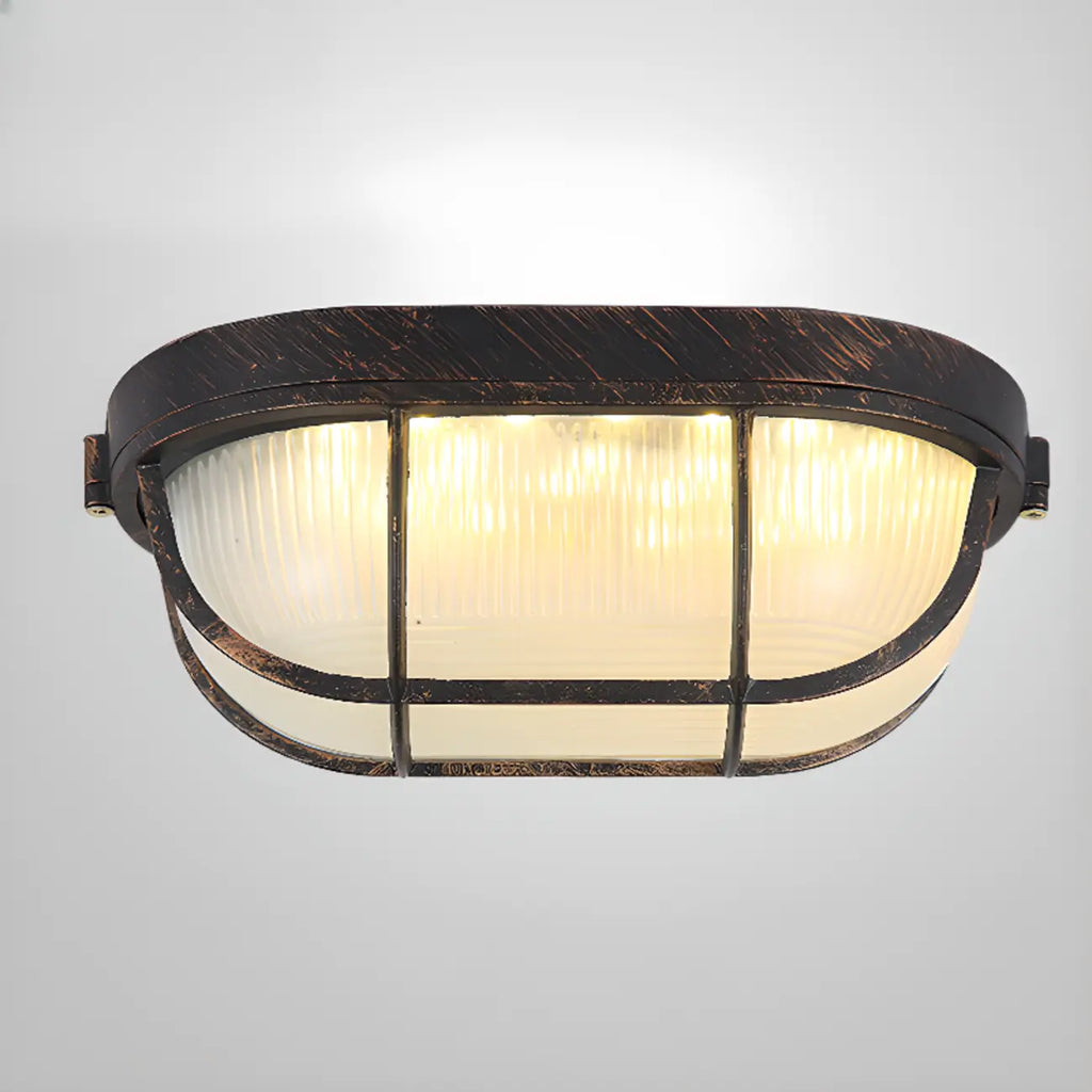 Plafonnier LED rond industriel en métal noir