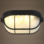 Plafonnier LED rond industriel en métal noir