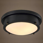 Plafonnier LED rond industriel en métal noir