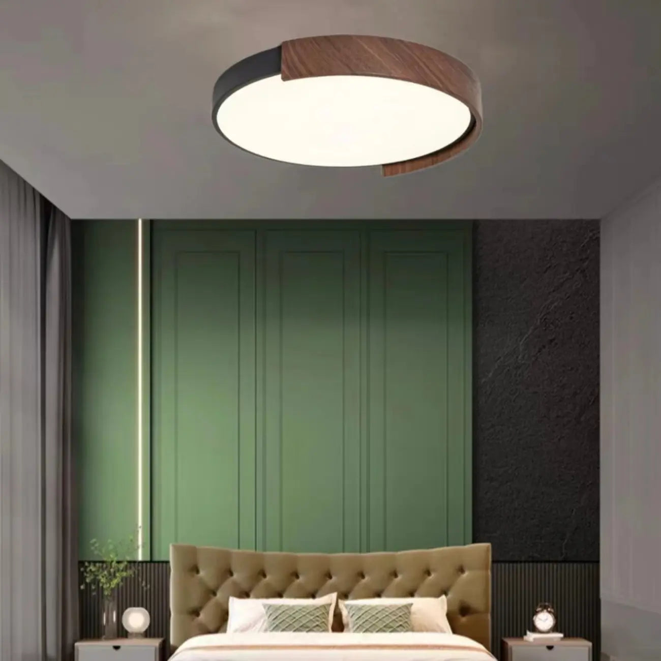 Plafonnier LED noir à intensité variable pour chambre à coucher