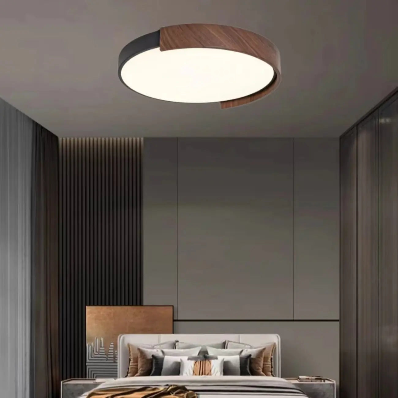 Plafonnier LED noir à intensité variable pour chambre à coucher