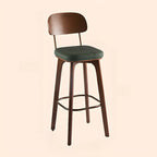 Tabourets de bar carrés en cuir de style moderne du milieu du siècle avec dossier