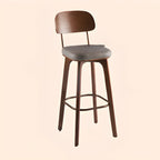 Tabourets de bar carrés en cuir de style moderne du milieu du siècle avec dossier
