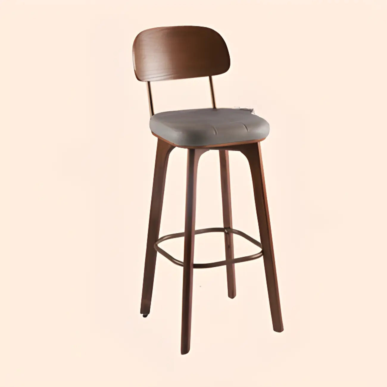 Tabourets de bar carrés en cuir de style moderne du milieu du siècle avec dossier