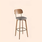 Tabourets de bar carrés en cuir de style moderne du milieu du siècle avec dossier