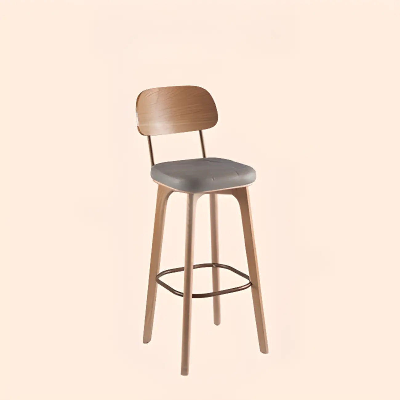 Tabourets de bar carrés en cuir de style moderne du milieu du siècle avec dossier
