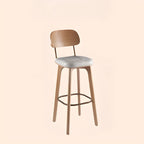 Tabourets de bar carrés en cuir de style moderne du milieu du siècle avec dossier