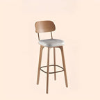 Tabourets de bar carrés en cuir de style moderne du milieu du siècle avec dossier