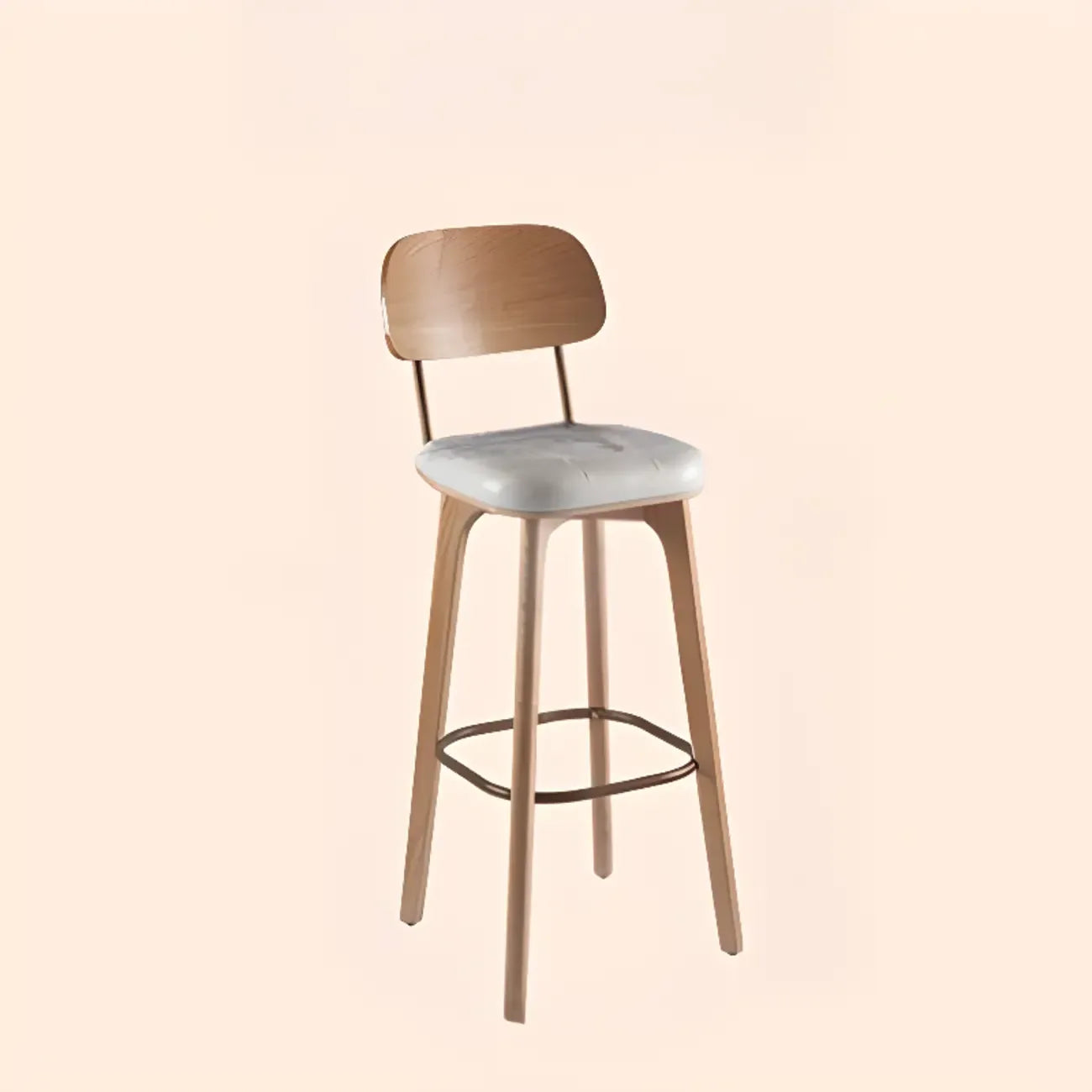 Tabourets de bar carrés en cuir de style moderne du milieu du siècle avec dossier