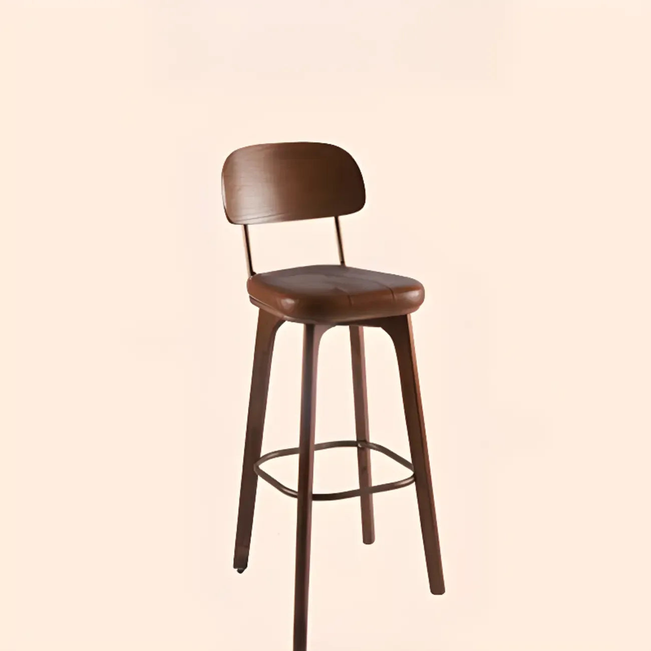 Tabourets de bar carrés en cuir de style moderne du milieu du siècle avec dossier