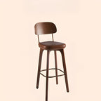 Tabourets de bar carrés en cuir de style moderne du milieu du siècle avec dossier