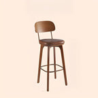 Tabourets de bar carrés en cuir de style moderne du milieu du siècle avec dossier