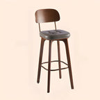 Tabourets de bar carrés en cuir de style moderne du milieu du siècle avec dossier