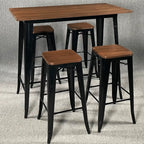 Tables de bar industrielles en bois brun et métal noir