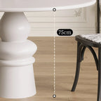 Table de salle à manger ronde en bois blanc à pied central, style décontracté