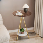 Table d'appoint ronde glamour en verre avec pieds en métal