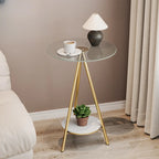 Table d'appoint ronde glamour en verre avec pieds en métal