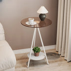 Table d'appoint ronde glamour en verre avec pieds en métal