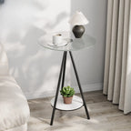 Table d'appoint ronde glamour en verre avec pieds en métal