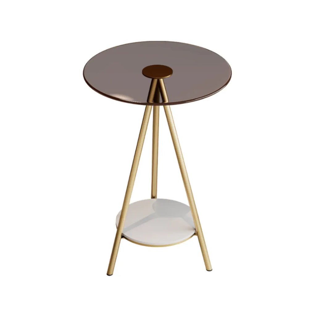 Table d'appoint ronde glamour en verre avec pieds en métal