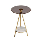 Table d'appoint ronde glamour en verre avec pieds en métal
