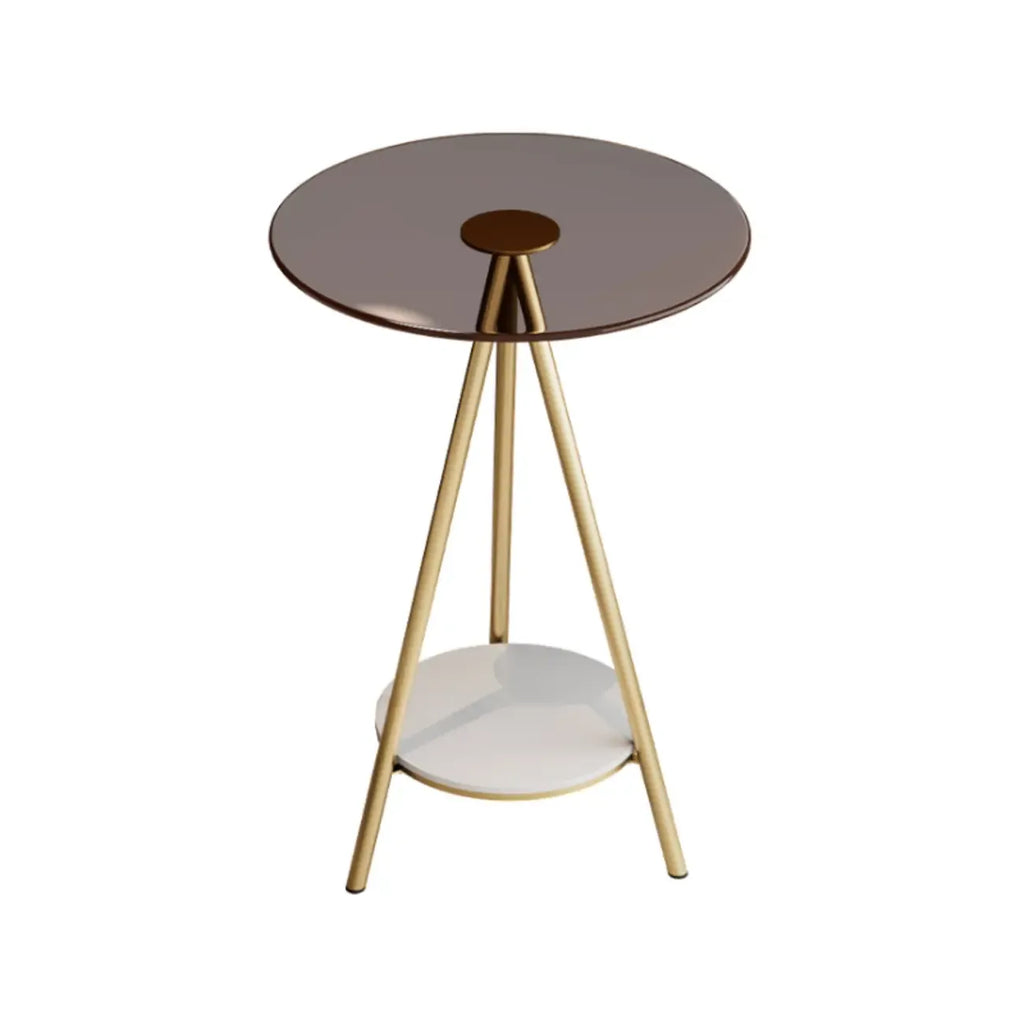 Table d'appoint ronde glamour en verre avec pieds en métal