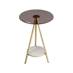 Table d'appoint ronde glamour en verre avec pieds en métal