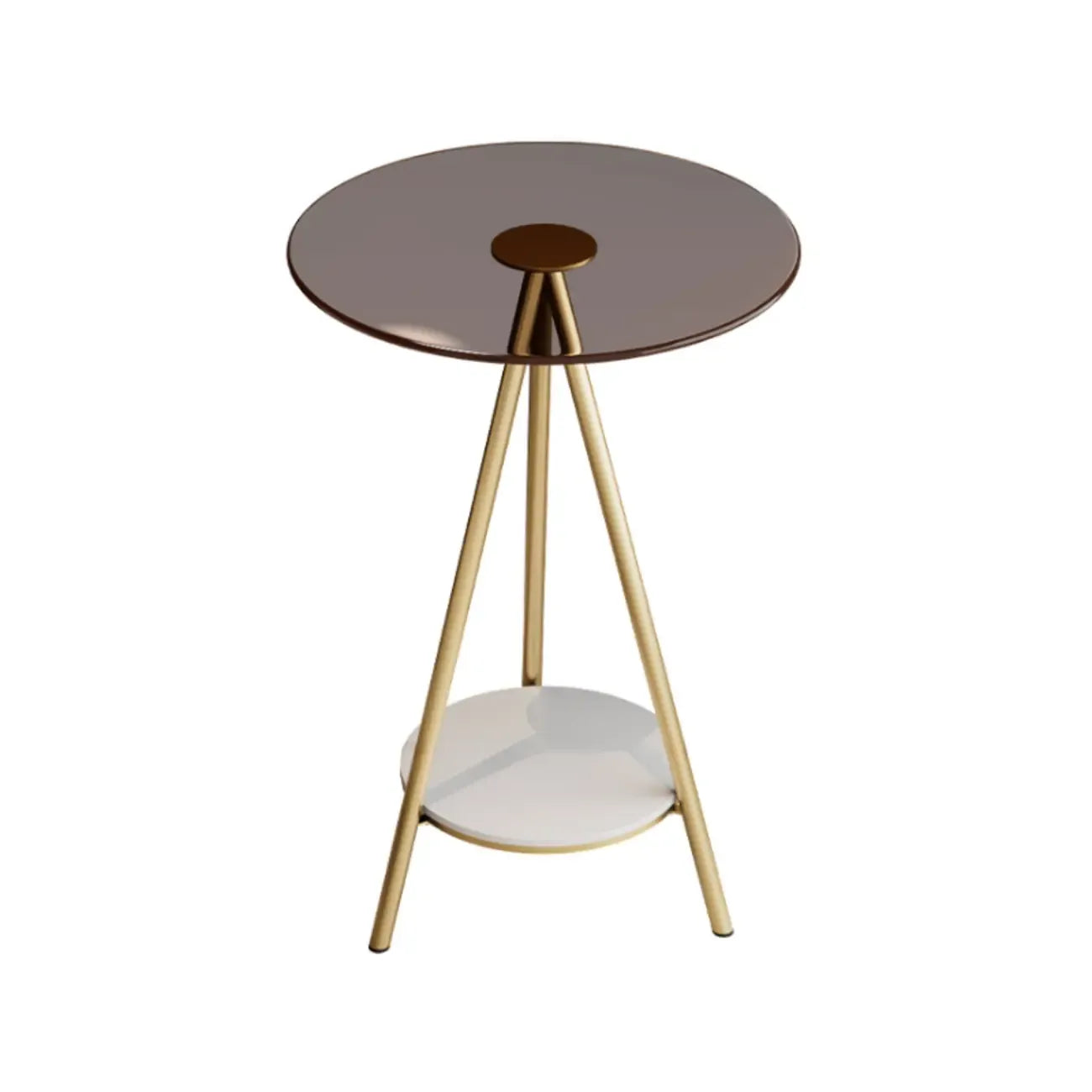 Table d'appoint ronde glamour en verre avec pieds en métal