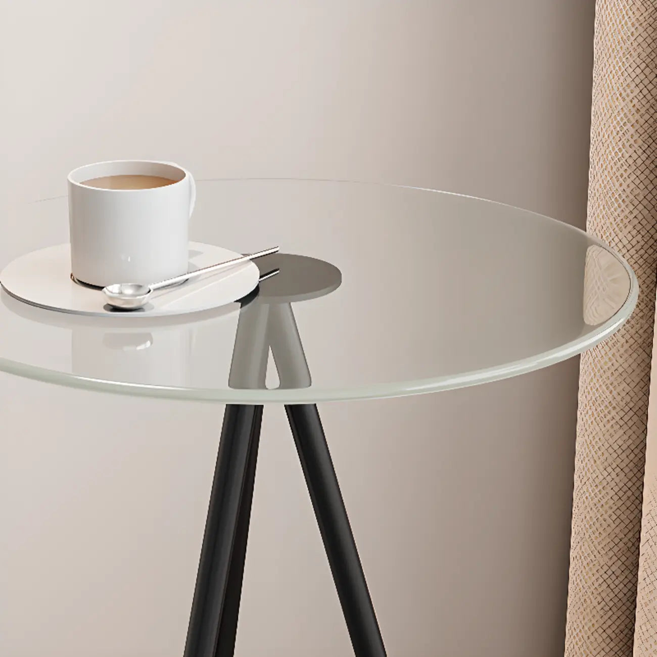 Table d'appoint ronde glamour en verre avec pieds en métal