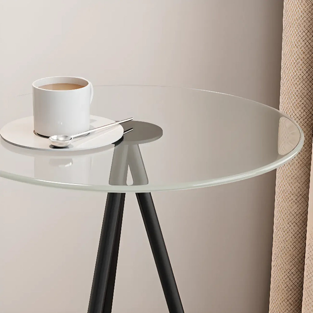 Table d'appoint ronde glamour en verre avec pieds en métal