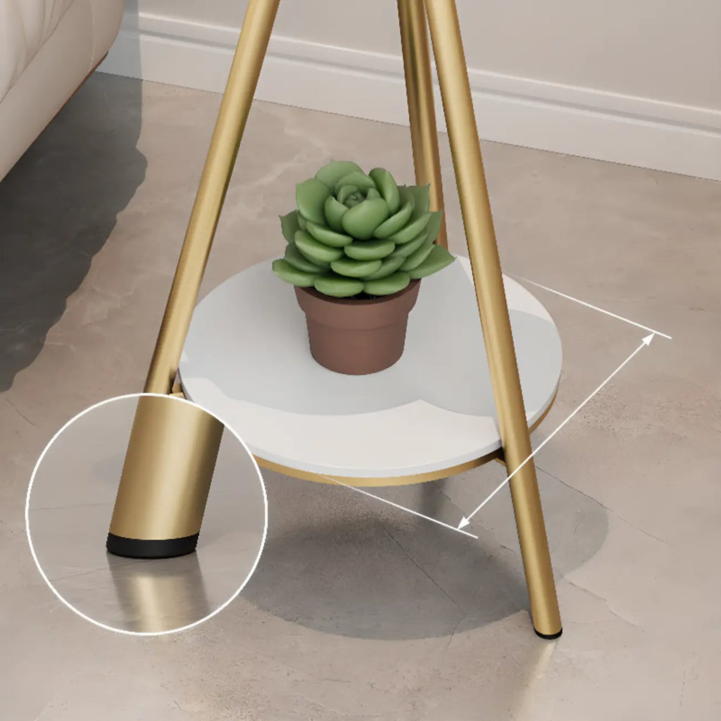 Table d'appoint ronde glamour en verre avec pieds en métal