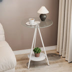 Table d'appoint ronde glamour en verre avec pieds en métal