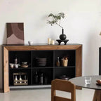 Vitrine de rangement ouverte moderne en pin noir et brun