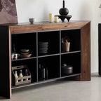 Vitrine de rangement ouverte moderne en pin noir et brun