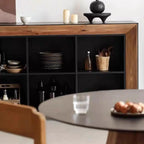 Vitrine de rangement ouverte moderne en pin noir et brun