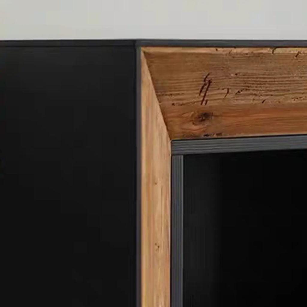 Vitrine de rangement ouverte moderne en pin noir et brun