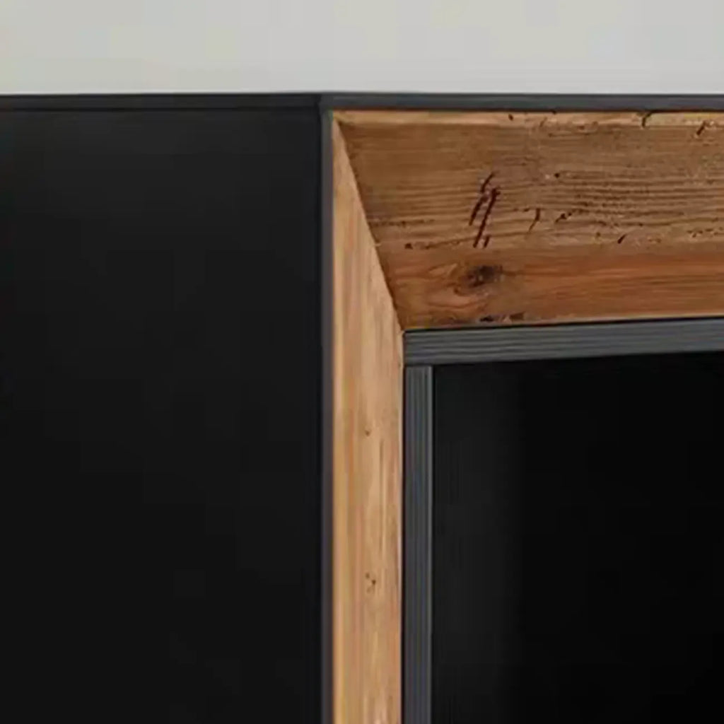 Vitrine de rangement ouverte moderne en pin noir et brun