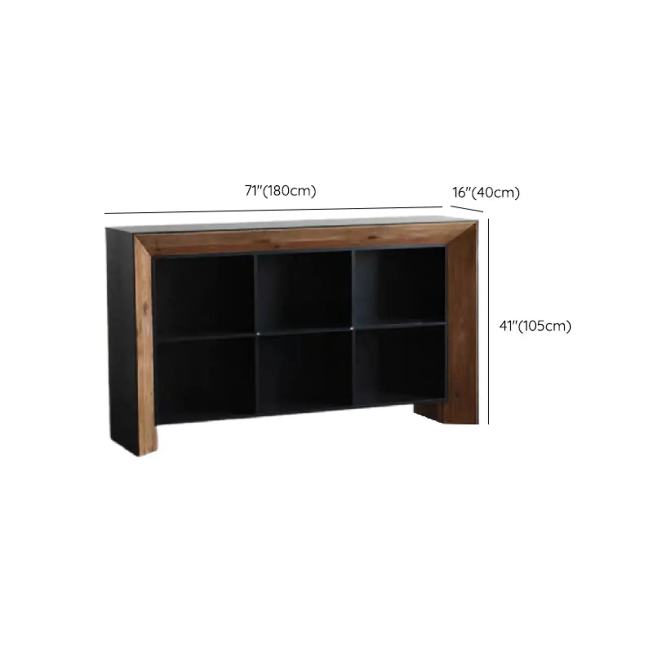 Vitrine de rangement ouverte moderne en pin noir et brun