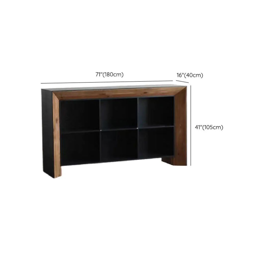 Vitrine de rangement ouverte moderne en pin noir et brun