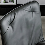 Élégant fauteuil de bureau pivotant en métal et cuir gris avec roulettes