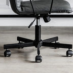 Élégant fauteuil de bureau pivotant en métal et cuir gris avec roulettes