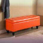 Banc d'entrée moderne avec couvercle rabattable et rangement en similicuir