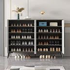 Meuble à chaussures tendance en bois gris et blanc avec plateau d'exposition